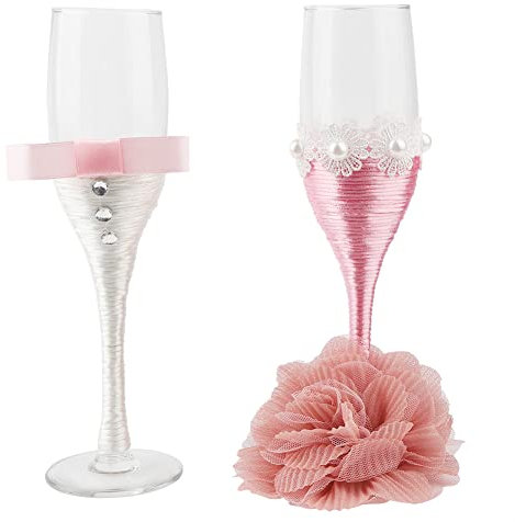 Set di calici da champagne per matrimoni, coppa da champagne occidentale set di 2 bicchieri da vino per sposi e sposi brindisi per bicchieri anniversario di matrimonio, festa