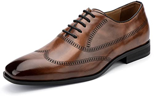 MEIJIANA Oxfords Homme Chaussure Homme Ville Chaussures à Lacets pour Hommes Chaussure Mariage Homme, marron-02, 45 EU (12 UK)