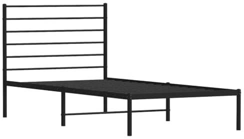vidaXL Sängram med huvudgavel metall svart 75x190 cm