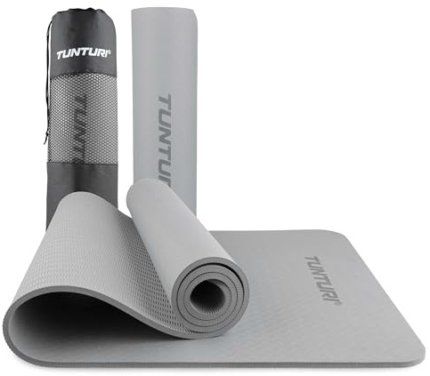 Tunturi Dicke Yogamatte 8mm - Rutschfest Gymnastikmatte - Mit Tragegurt - Für Yoga und Pilates - Sportmatte 183x61x0,8cm -Schadstofffrij - Besonders komfortabel