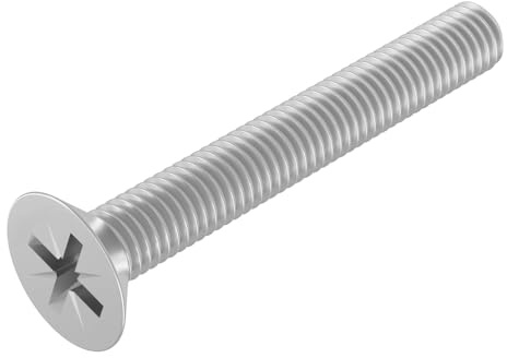 SECCARO Senkschraube M8 x 60 mm, Edelstahl V2A VA A2, DIN 965, Kreuzschlitz/PZ, Vollgewinde, 20 Stück