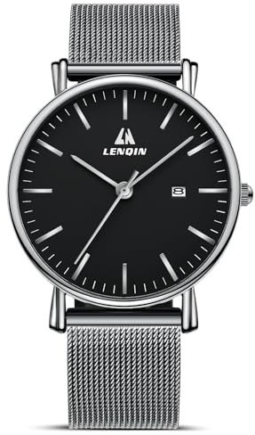 LN LENQIN Herren Uhr Edelstahl Uhren Herren wasserdichte Armbanduhr Analoge Quarz Uhr Mode Freizeit Uhren für Männer