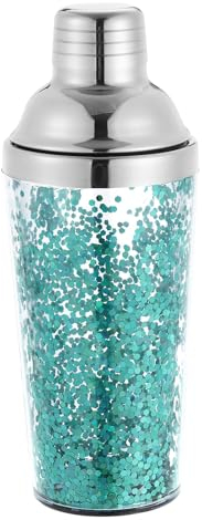 sourcing map 16OZ(450ml) Plástico Cóctel Coctelera con Colador, Inoxidable Acero Superior Cóctel Coctelera Botella Vino Mezclador para Bar Fiesta Casa Vino Coctelera Bar, Cielo Azul