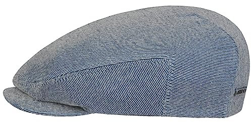 Stetson Martinsburg Twill Driver Flatcap Gestreifte Schirmmütze Made in Italy Herren Frühjahr Sommer hellblau M (56-57 cm)