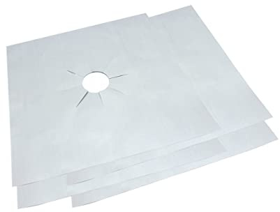 UPKOCH Protecteur De Plaque De Cuisson à Gaz 27x27 Cm Argenté Feuille Antiadhésive Réutilisable Trou Central Revêtement Solide Pour Four à Gaz