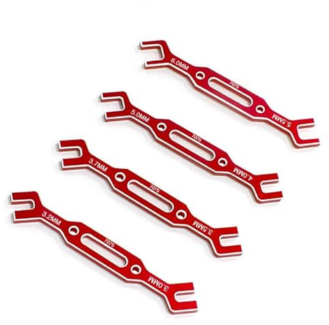 RIYAN 4Pcs Wrench 3/3.2/3.5/3.7/4/5/5.5/6mm Turnbuckle Nut Ball End Joint Remover Universal Tool for RC Car Drone Boat Red Replacement Parts Accessories