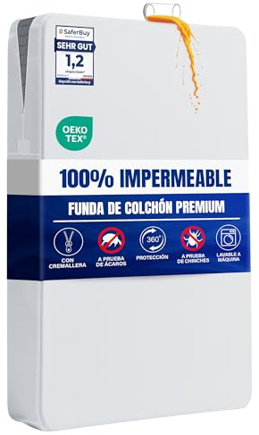 Utopia Bedding Fodera per Materasso 120 x 190 x 30 cm Impermeabile con Cerniera, Certificato Oeko-TEX, Coprimaterasso, Bianco
