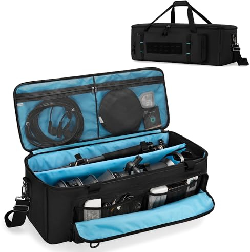 samdew 30'' Tripod Travel Bag, Photo Studio Equipment Case with Secure Buckles & Lens Storage Pocket, Large Photography Organizer for Light Stand, Monopod, Mic Stand, Camcorder, up to 30, Bag Only