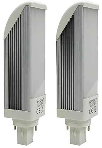 LED ATOMANT Pack 2x Bombilla LED PL G24 7W, 2 pin. Blanco Frio (6500K). 700 lumenes reales. Sustitucion plc 26w de gas.