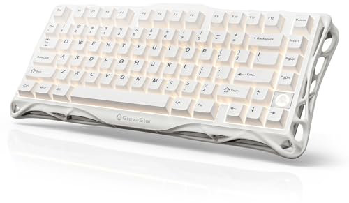 GravaStar Mercury K1 Lite 75% Gaming Keyboard, 2.4GHz/BT/Wired Tri-Mode Wireless Keyboard, Gasket Hot Swappable Mechanical Keyboard, Pre-lubed Linear Switches, RGB Backlit (Snow White)