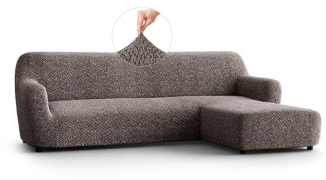 PAULATO - Bezug für Sofas mit rechter Halbinsel (gesehen von vorne), Sofabezug für Ecksofa in L-Form aus Mikrofaser, kratzfestes und maschinenwaschbares Gewebe, Made in Italy, Venezia Braun