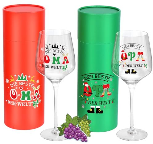 FHzytg Cadeaux de Noël pour grand-mère et grand-père - Verres à vin rouge avec gravure - Verres à vin rouge et blanc - Grands cadeaux incassables - Cadeau de Noël pour grands-parents