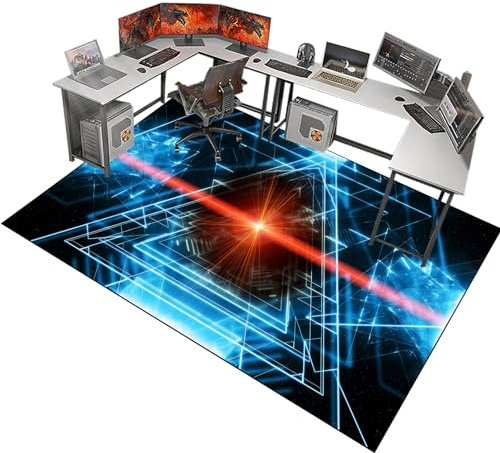 Bürostuhl Unterlage, Gaming Teppich Stuhlunterlage, Bodenschutzmatte für Hartböden Antirutsch, Schreibtischstuhl Unterlage für Laminat, Schutzmatte für Laminat, Computerstuhl Teppiche 120 x 140 cm