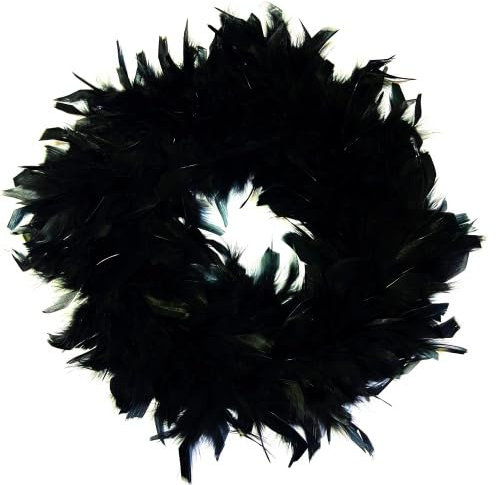 Federkranz Deko Schwarz Rund 25 cm Modern