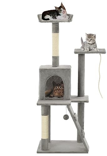 ShGaxin Rascador para Gatos con Poste de sisal, Arbol para Gatos, Gatos Accesorios, Arranhador para Gatos, Arbol Rascador Gatos, 120 cm Gris