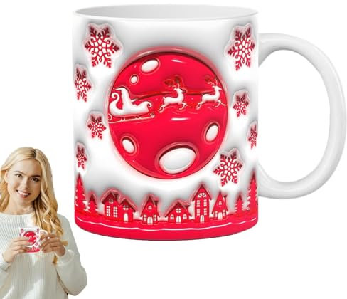 Weihnachtliche Kaffeetassen, Keramik-Weihnachtstassen, Weihnachtstassen, Weihnachtsmann-Tassen für heißen Kaffee, kalten Tee, Freunde, Familie