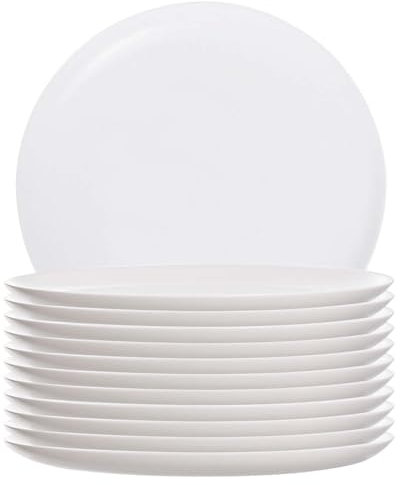 UNIQUE HOME LIVING 32cm Porcelain Pizza Plate Set, Pizza Serving Dish Plates, White Porcelain Tableware, Dishwasher & Microwave Safe - Set of 12