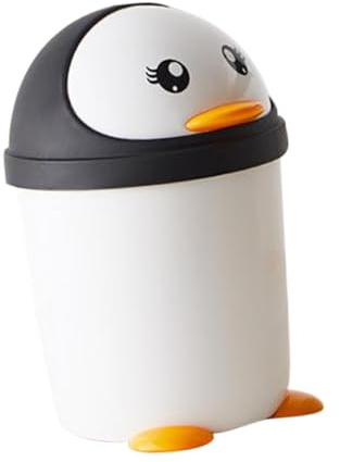 ROMISBABA Süßer Pinguin Mülleimer Mit Deckel Praktischer Abfallkorb Für Kinderzimmer Büro Auto Küche Und Wohnräume Stabiler Und Dekorativer Abfallbehälter