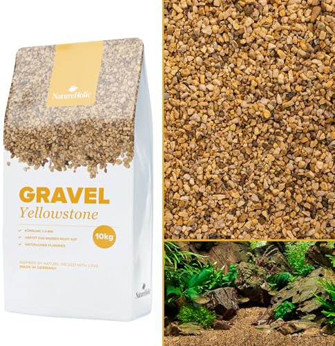 NatureHolic Naturkies Yellowstone River | Natürlicher Aquarium Kies | Natürlicher Flusskies für Aquarien mit feiner Körnung 2-4 mm | Perfekt für Naturaquarien, Bodengrund & Deko | 10kg