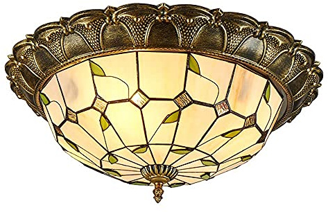 Lampe à Plafond colorée en Verre tachée à Lampe lampadaire Flushmount Chandelier LED Plafond Pendant Pendant, B, 40 cm Life intéressant (D 52 cm)