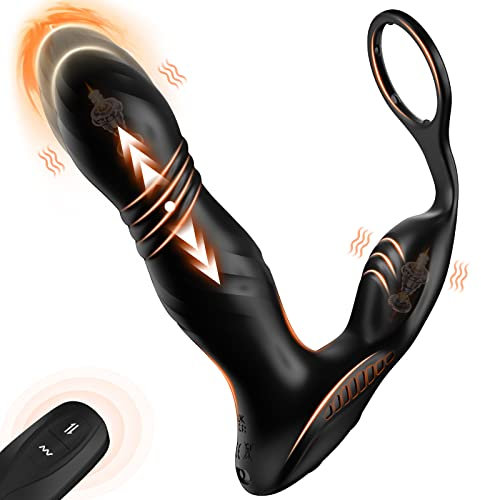 Analvibratoren für Mann Prostata Stimulation Männer mit Penisring - Lotusblooms 3 Starke Stoßfunktion 10 Vibrationen Analplug Sexspielzeug mit Fernbedienung Anal Dildo Anal Vibrator Buttplug für Paare