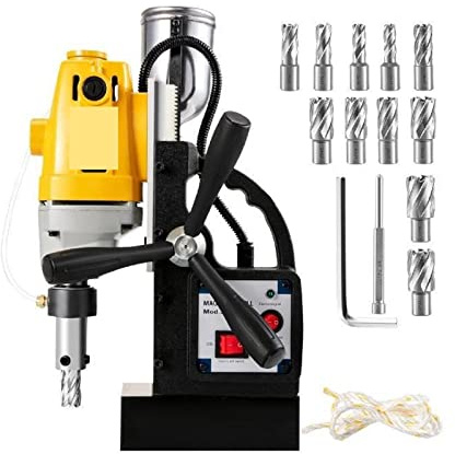 Perceuse magnétique MD40 40mm for la Structure en acier d'ingénierie 1100W Machine de plate-forme de forage de banc électrique réglable en hauteur pour les professionnels et les bricoleurs