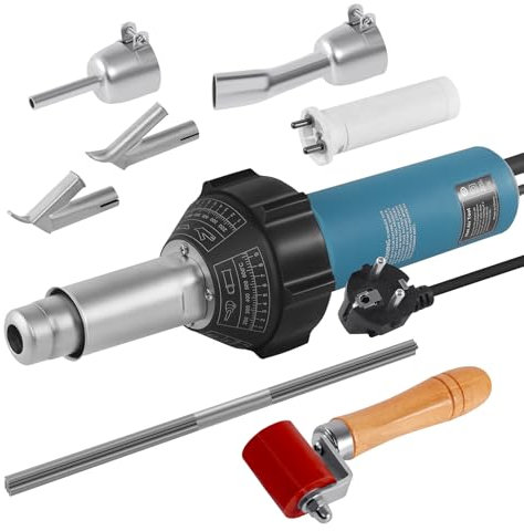TRY-YEAN Pistola ad aria calda professionale da 1600 W, in plastica, per saldatrice in vinile PE PVC con asta di plastica, ugelli a saldatura rapida, scooter