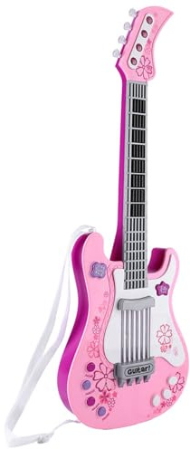 ZJchao Kleinkindgitarre, Guitarra Mini -Gitarrenspielzeug für, Multifunktionale Bass -Gitarrenspielzeug mit Riemen, Kindergitarre Tragbare Musikinstrumente Spielzeug (PINK)