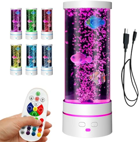 Lampada a Bolle di Pesce - Luce Sensoriale Rilassante Per Acquario | Lampada a Tubo per Acquario Finto con Torre a Bolle | per Bambini Adulti Soggiorno Credenza Asilo Ufficio Compleanno Natale