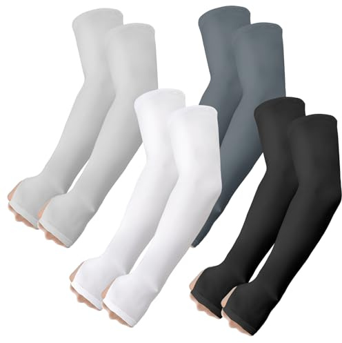 ViEinkaufen 4 Pairs Arm Sleeves UV Protection Arm Compression Sleeve 4Color