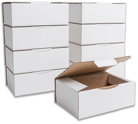 IPEA Faltkartons Weiß 20 x 14 x 7,5 cm für Versand, E-Commerce, Geschenke - [ 10 Stück ] - Made in Italy - Quadratische Mehrzweckboxen zum Verpacken von Gegenständen, Veranstaltungen - Kartonboxen