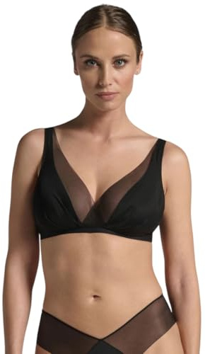 Lepel Reggiseno Donna VelaBra Belseno Tesoro 300, Senza Ferretto, Coppe Spacer in Microfibra, Tulle Incrociato, Sostegno Naturale e Comfort (Nero,3C)