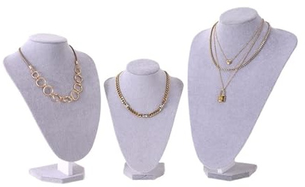 BFLCWSTD Smyckebyst sammet porträtt halsband display hänge arrangör smycken stativ skyltdocka byst fönster (GRAY,M)