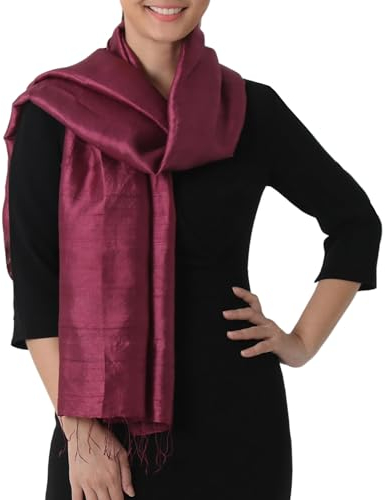NOVICA Damen Burgund und lila Seidentuch, ‚Otherworldly in Magenta‘ Einheitsgröße Burgund, Lila