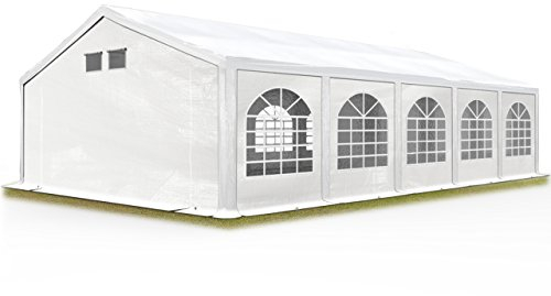 TOOLPORT Tendone per Feste Gazebo 5x10 m Bianco PE 550 N Impermeabile Protezione UV Tenda Giardino Sagre Eventi Mercati Esterno con Telaio a Pavimento