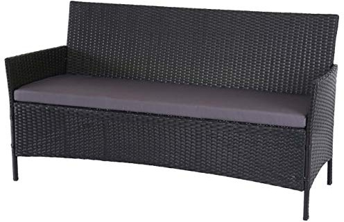 Mendler 3-Sitzer Sitzbank Halden - anthrazit, Kissen anthrazit | Gartenbank, Poly-Rattan