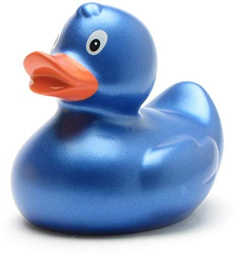 Duckshop I Badeente blau metallic I Quietscheente I L: 9 cm