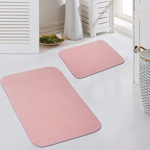 Teppich-Traum Badematten-Set Modern Waschbar Uni Rosa 50x60/60x100 cm | Kuschelig-weich, bis 30 °C waschbar, pflegeleicht, rutschfest, langlebig, saugrobotergeeignet, 2-tlg. für Bad & WC