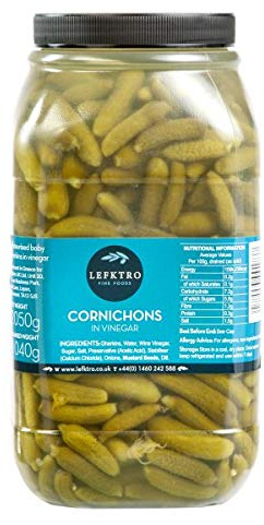 Lefktro Cornichons in Vinegar 2.05kg – Pickled Gherkins with Mustard Seeds & Dill – Large Catering Jar