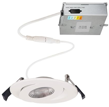 WAC Lighting, Lotos 4in LED Round Adjustable 5-CCT Selectable 2700K-3000K-3500K-4000K-5000K Recessed Kit in White