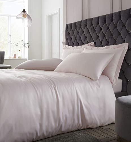 Catherine Lansfield Silky Soft Satin Double Duvet Set Blush