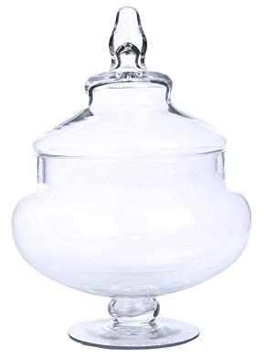 Tarro de Cristal Decorativo, Tarros de Cristal Para Dulces, Tarro de Galletas Buffet, con Cubierta de Vidrio Transparente, Mango Redondo, para Almacenamiento de Caramelos(21*14cm/8.3*5.5in)