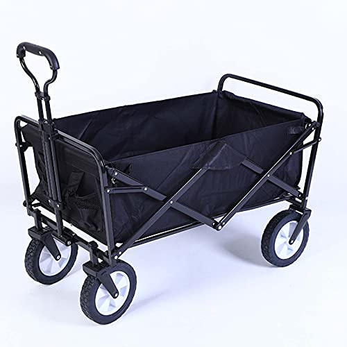RONGJJ Bollerwagen Faltbar Strandwagen, Zusammenklappbarer Für Den Garten Bollerwagen Offroad Transportwagen Für Den Außenbereich Für Alle Gelände Geeignet, Black