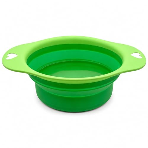 Hundenapf Fressnapf Reisenapf Napf aus Silikon & Kunststoff, Faltbar Klappbar Tragbar, für Katze Hund Haustier, für Wasser und Futter (Grün)
