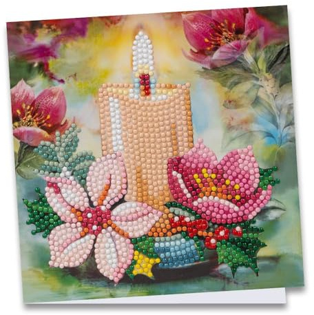 Ideen mit Herz Diamond-Painting-Grußkarte | 16 cm x 16 cm | 370 g/m² | Inkl. Umschlag & Werkzeug (Kerze mit Christrosen)