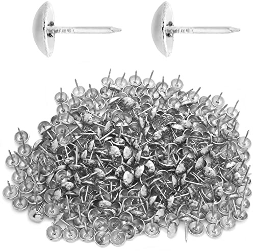 Jiozermi 300 Pcs Silver Upholstery Tacks, 0.43'' Round Head Diameter Upholstery Nails Furniture Nails Sofa Decorative Nail Push Pins for Furniture and DIY Decorative