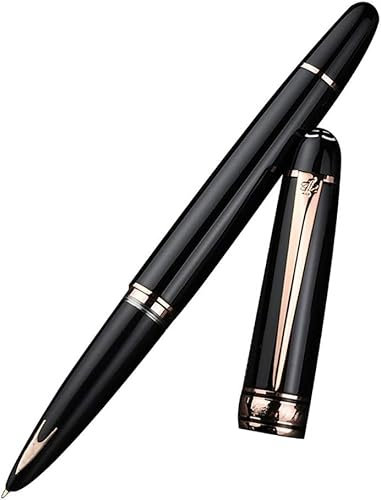 Füller Hero Classic 100 Füllfederhalter aus 14 Karat Gold, goldener Clip, Pfeilmuster, schwarze Metallschrift, Geschenkbox