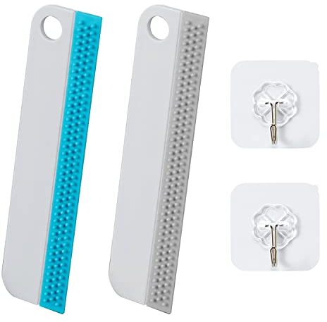 2 tergicristalli e 2 ganci trasparenti, tergicristalli, tergicristalli doccia, tergicristalli multiuso in silicone, senza segni, adatti per finestre, specchi, bagni, auto, vetri