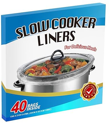 40 Bags Slow Cooker Liners and Cooking Bags Large Cooking Bags Fit 4-8 Quarts Pot Liner,13x 21