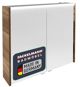Verona LED-Spiegelschrank – Hängend, Vormontiert, Made in Germany – Nussbaum & Weiß-Hochglanz – 80 x 68,3 x 16,5 cm – Elegant und Praktisch